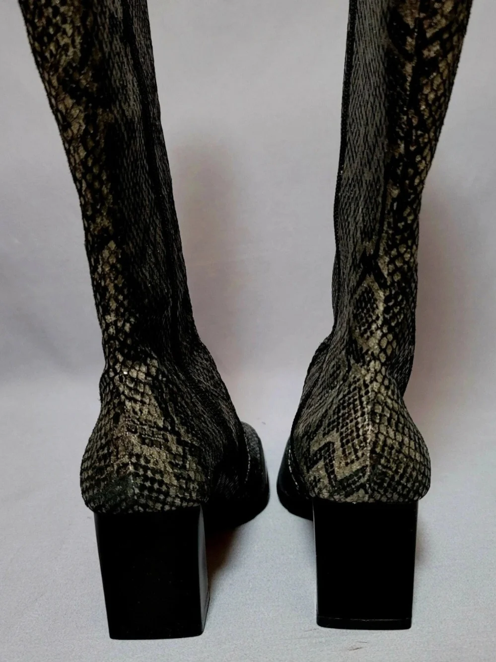Naturalizer Women's Over-the-Knee Snake-Print Block Heel Boots - Black/Gray